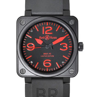 BELL＆ROSS ベル&ロス スーパーコピー BR01-92S-RED ブラック/レッド ステンレスPVD加工